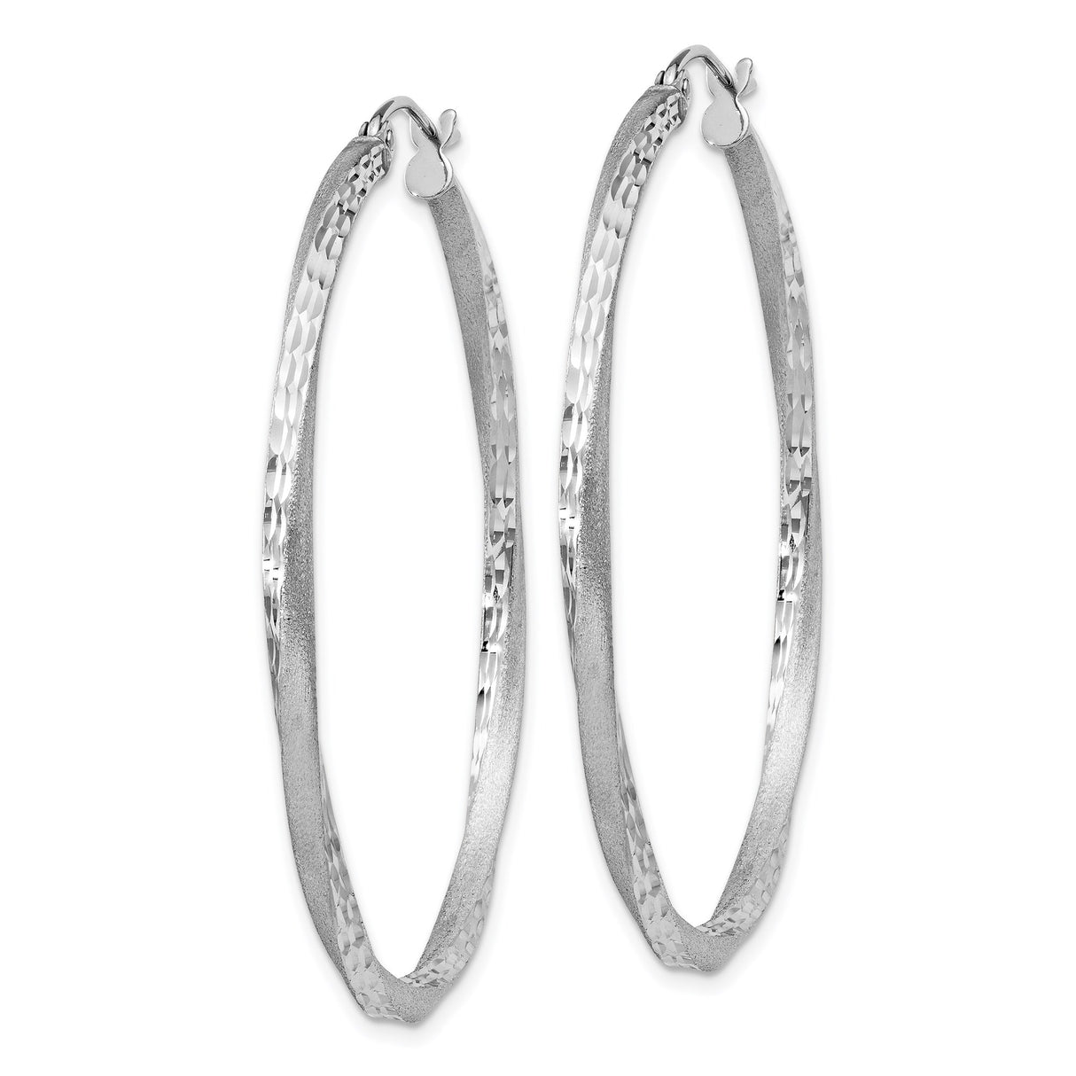 Sterling Silver Hoop Earrings, Textured with Diamond Cut Finish, Lightweight Modern Style for Women