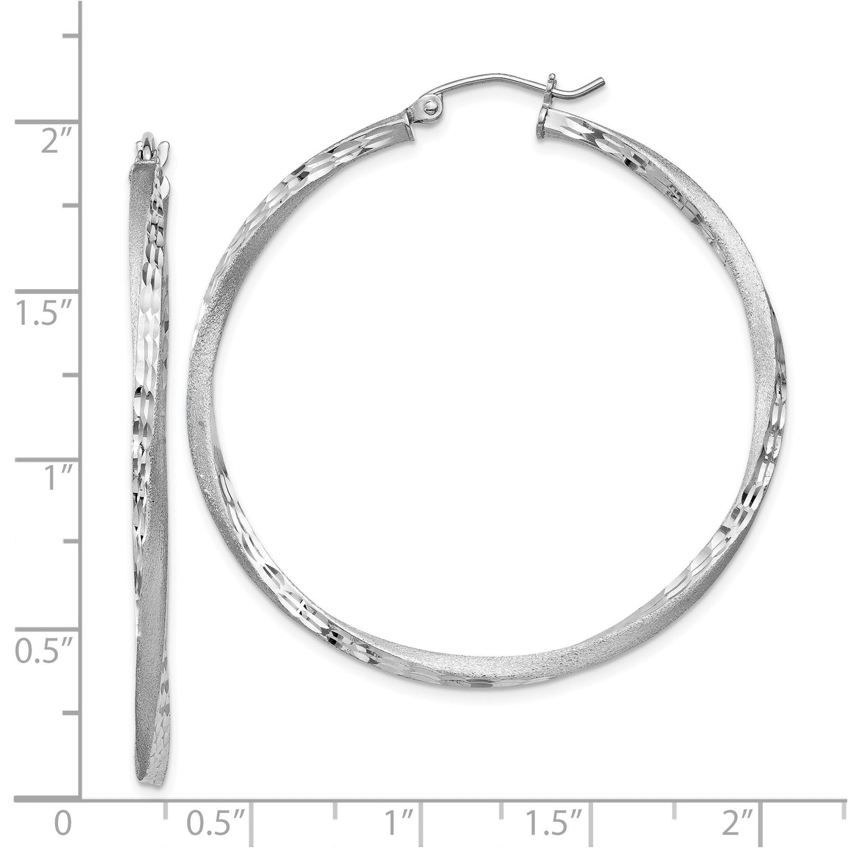 Sterling Silver Hoop Earrings, Textured with Diamond Cut Finish, Lightweight Modern Style for Women
