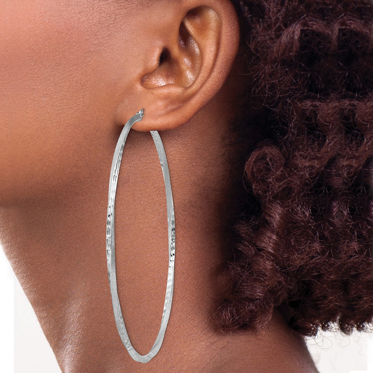 Sterling Silver Hoop Earrings, Lightweight Textured Hoops with Hammered Finish, Modern Minimalist Style
