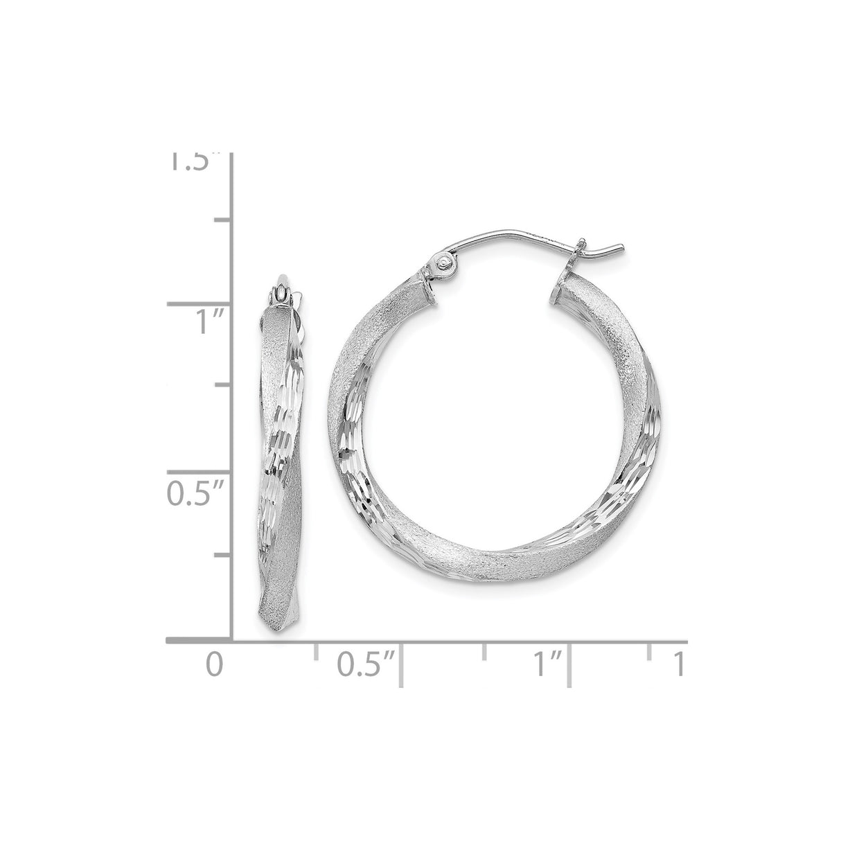 Sterling Silver Twisted Hoop Earrings with Matte and Polished Diamond-Cut Finish