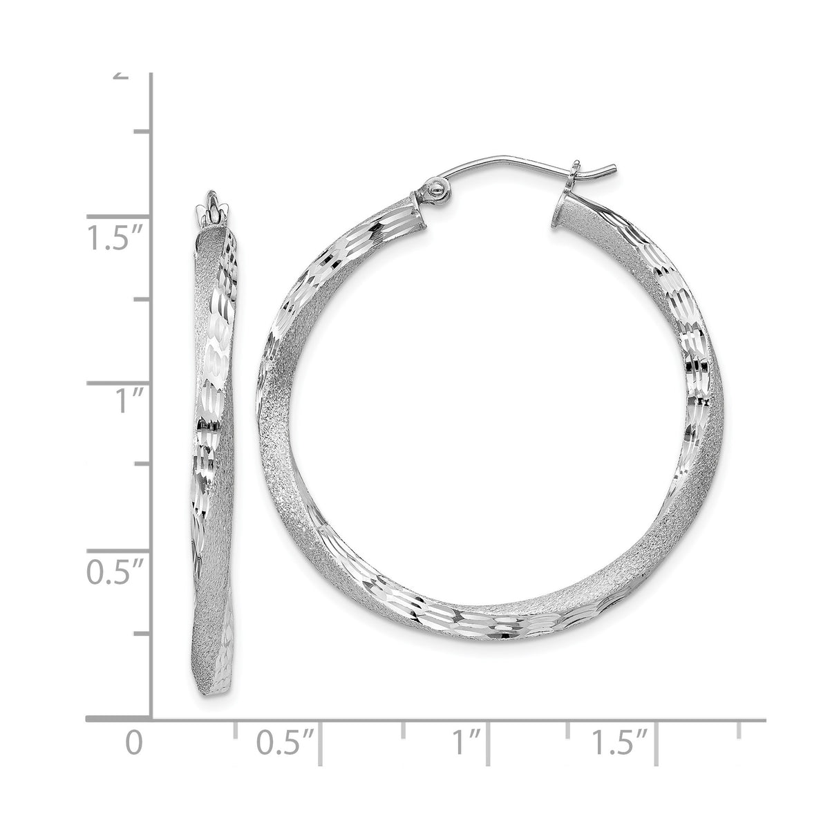 Sterling Silver Twisted Oval Hoop Earrings with Satin and Polished Finish, Lightweight Textured Design