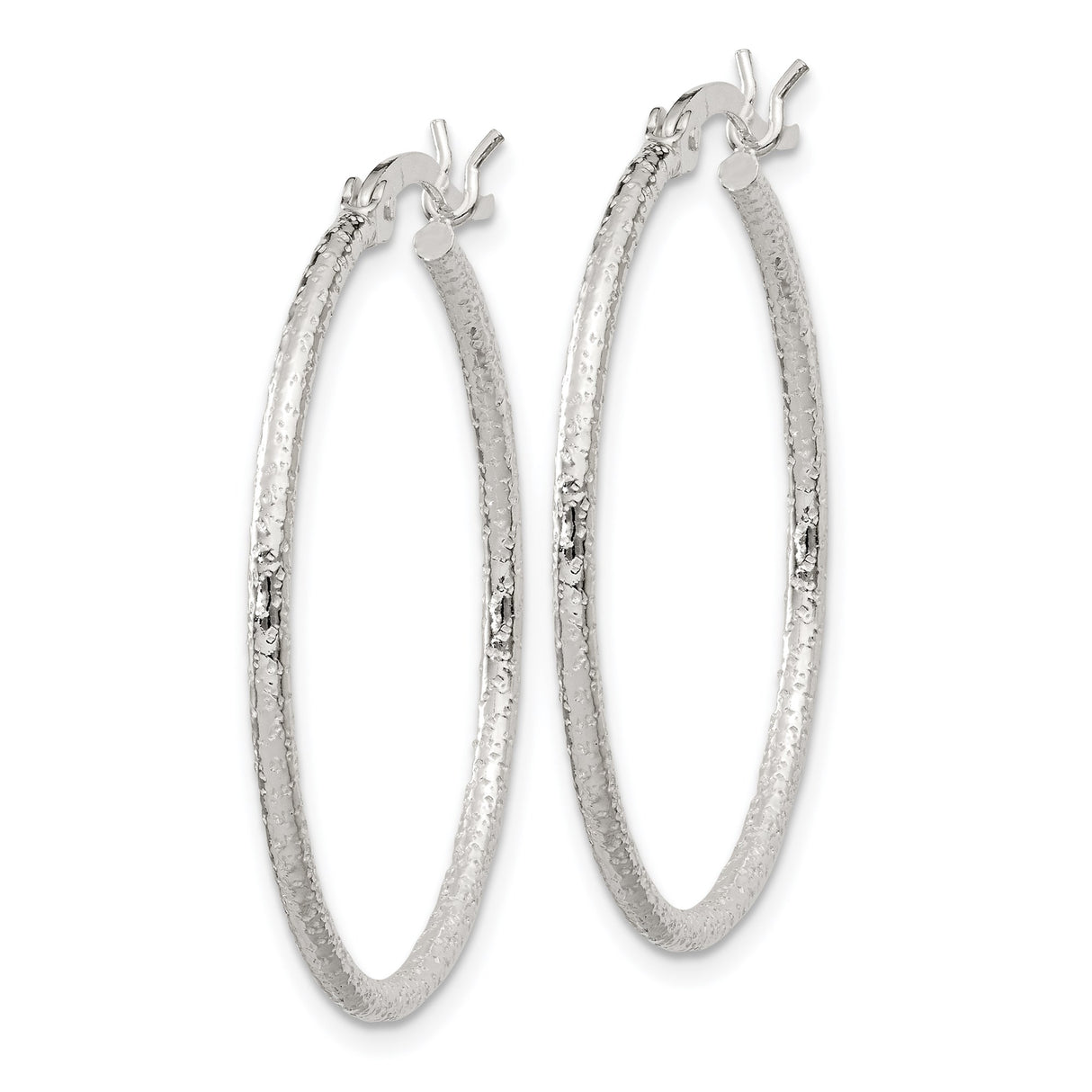 Sterling Silver Hoop Earrings with Hammered Finish, Lightweight Modern Design for Women