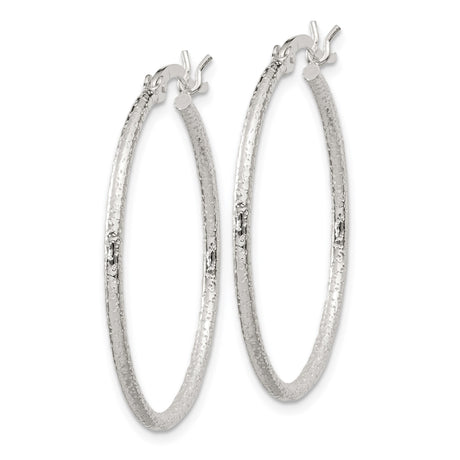 Sterling Silver Hoop Earrings with Hammered Finish, Lightweight Modern Design for Women