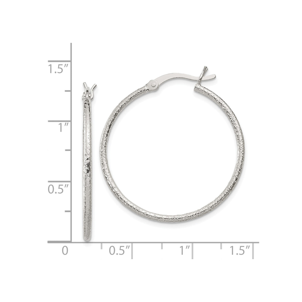 Sterling Silver Hoop Earrings with Hammered Finish, Lightweight Modern Design for Women
