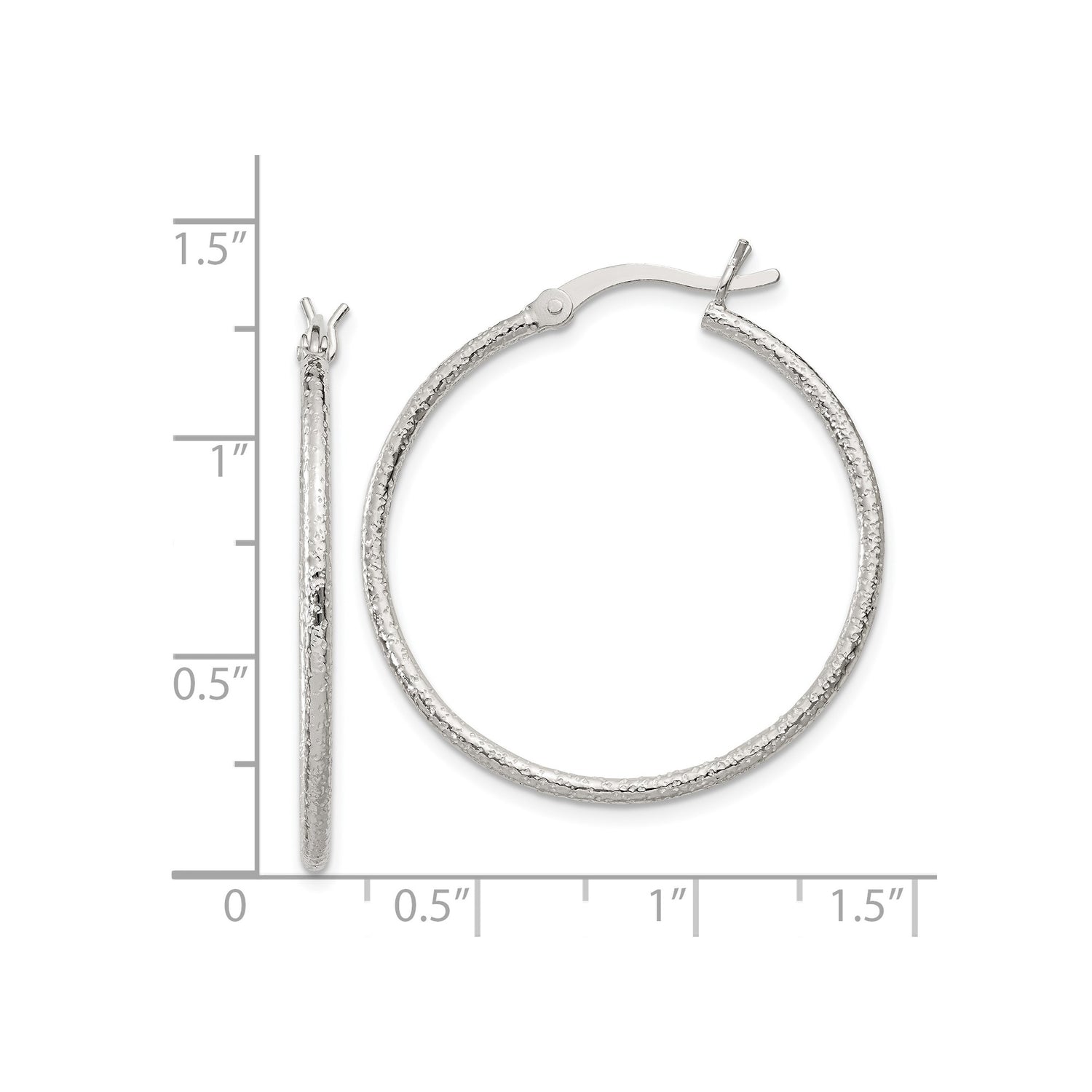 Sterling Silver Hoop Earrings with Hammered Finish, Lightweight Modern Design for Women