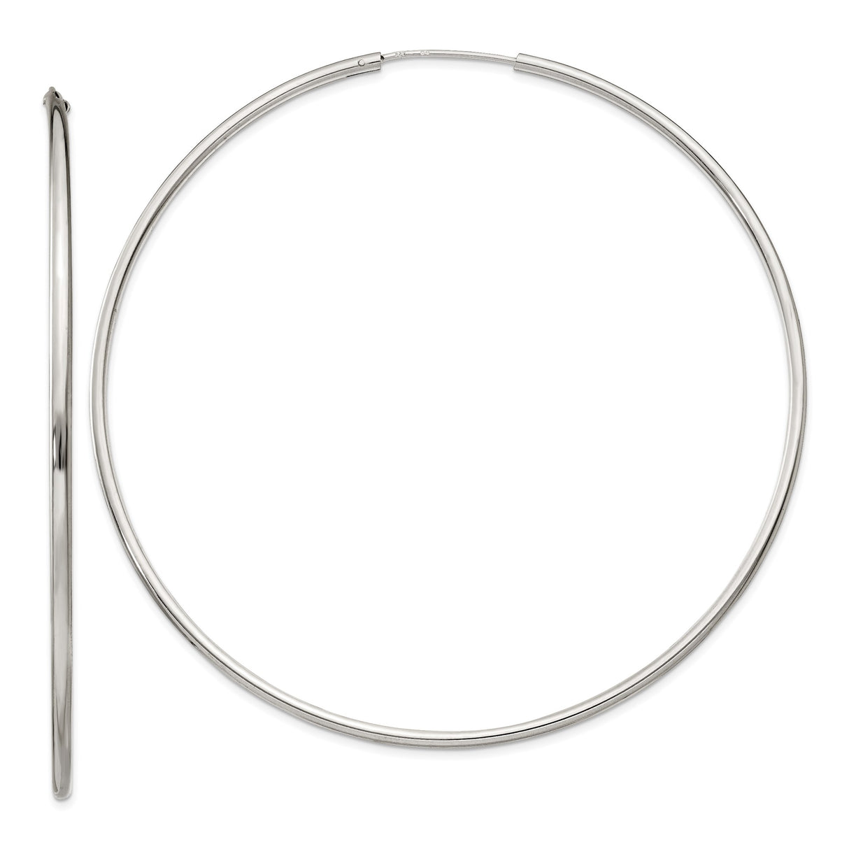 Sterling Silver Hoop Earrings, Large Polished Round Hoops with Minimalist Design for Women