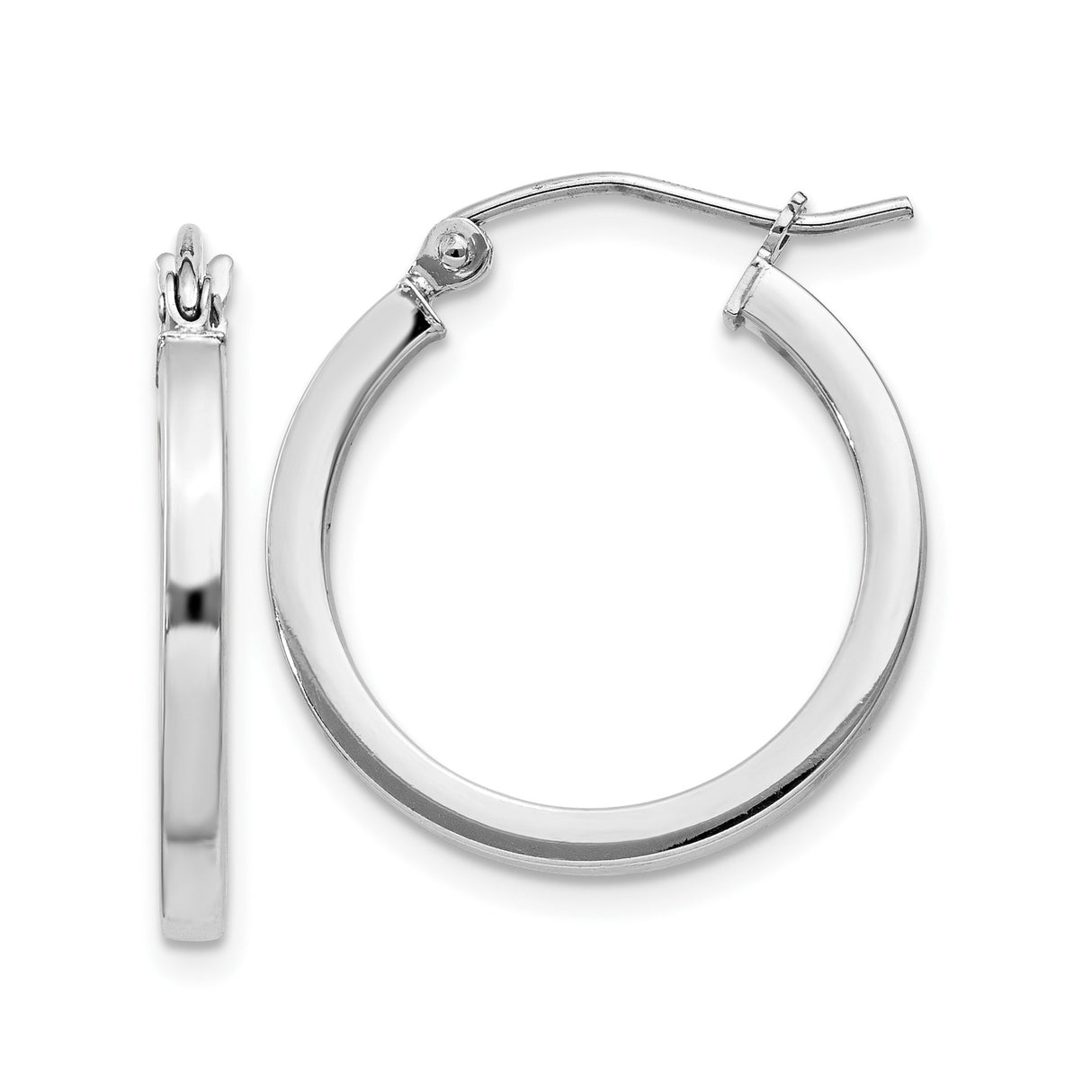 Sterling Silver Hoop Earrings, Polished Round Minimalist Design with Hinged Clasp