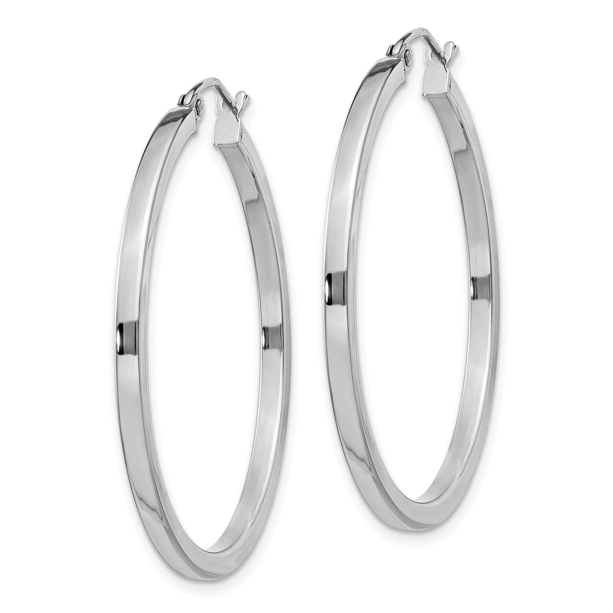 Sterling Silver Hoop Earrings, Medium to Large Round Polished Lightweight Minimalist Style