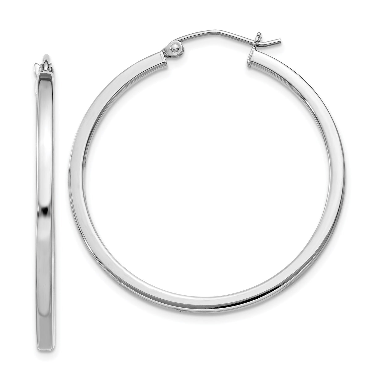 Sterling Silver Hoop Earrings, Medium to Large Round Polished Lightweight Minimalist Style