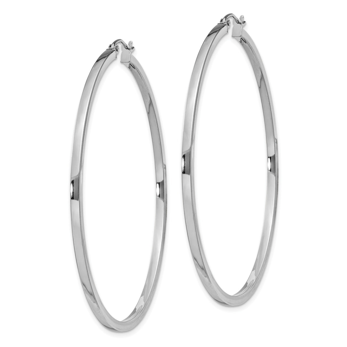 Sterling Silver Hoop Earrings, Large Round Design, High Polish Finish, Minimalist Style for Women