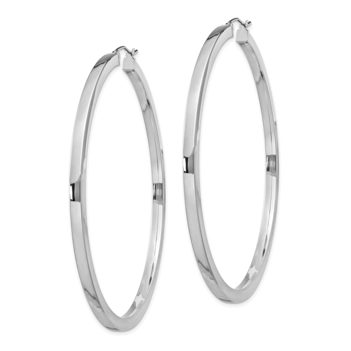 Sterling Silver Hoop Earrings, Large Polished Round Tube Design, Minimalist Modern Style