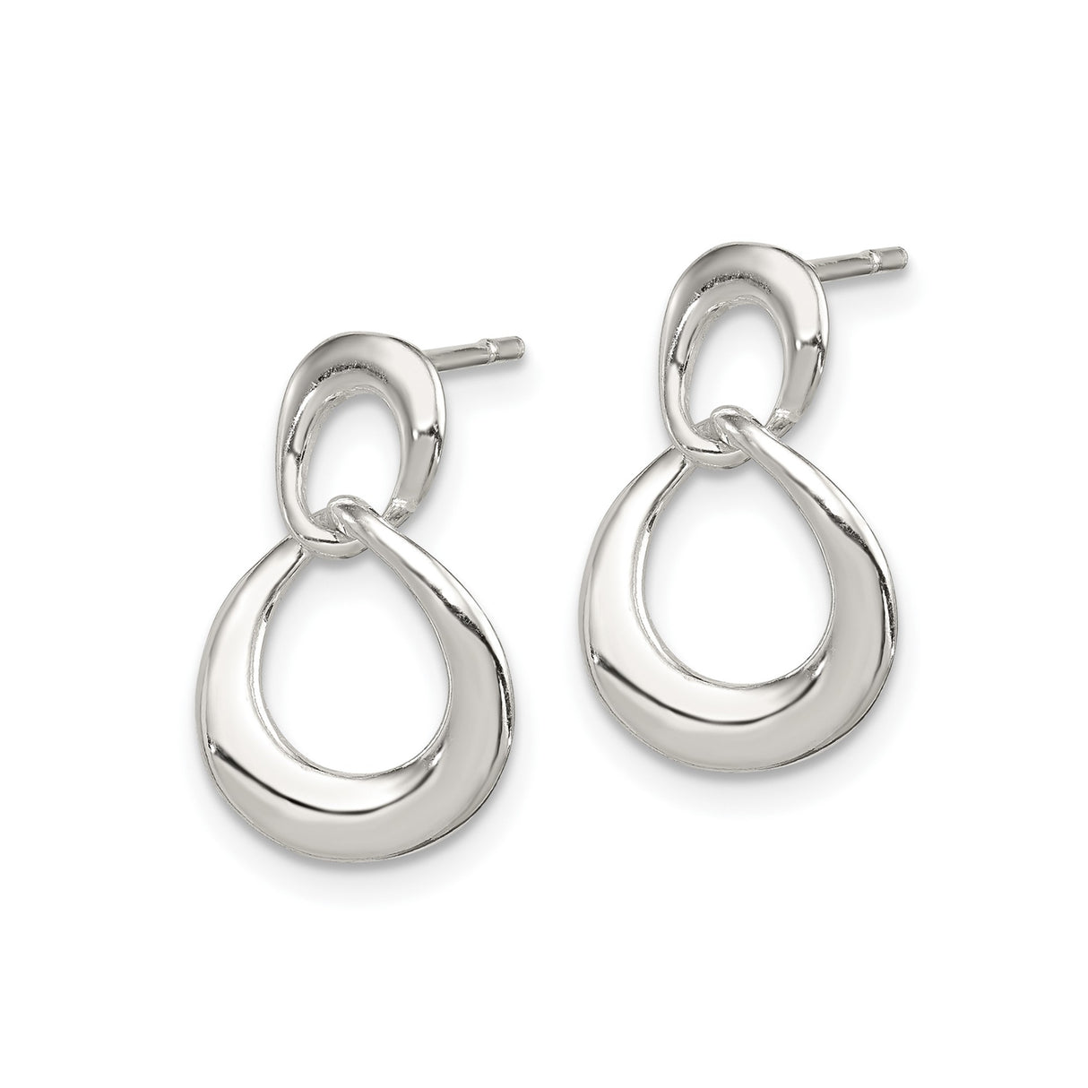 Sterling Silver Dangle Earrings with Open Loop Twisted Design, Lightweight Minimalist Style