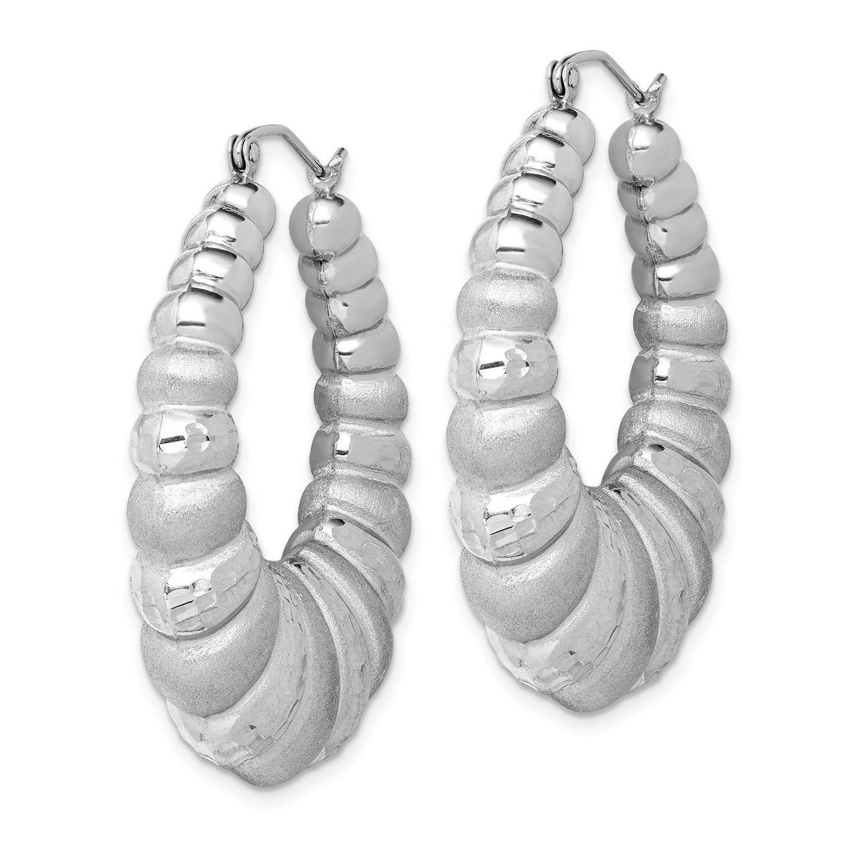 Sterling Silver Hoop Earrings with Ribbed Texture, Polished Matte Finish, Bold Sculptural Design
