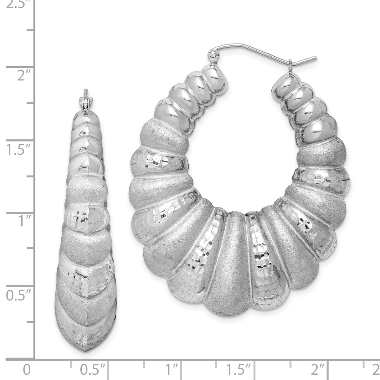 Sterling Silver Hoop Earrings with Textured Ribbed Design, Matte and Polished Finish, Lightweight