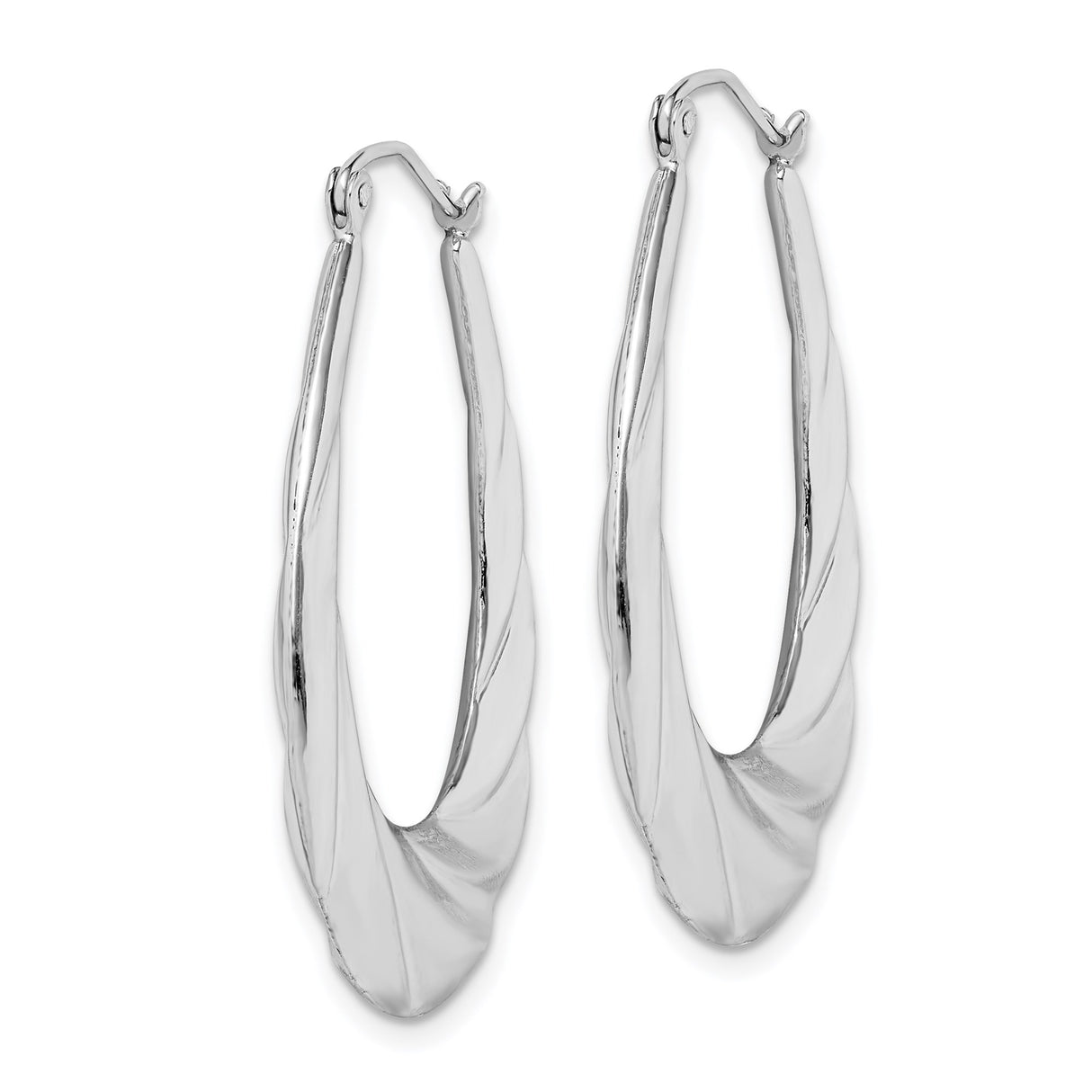 Sterling Silver Twisted Teardrop Hoop Earrings with Swirl Design, Polished Finish