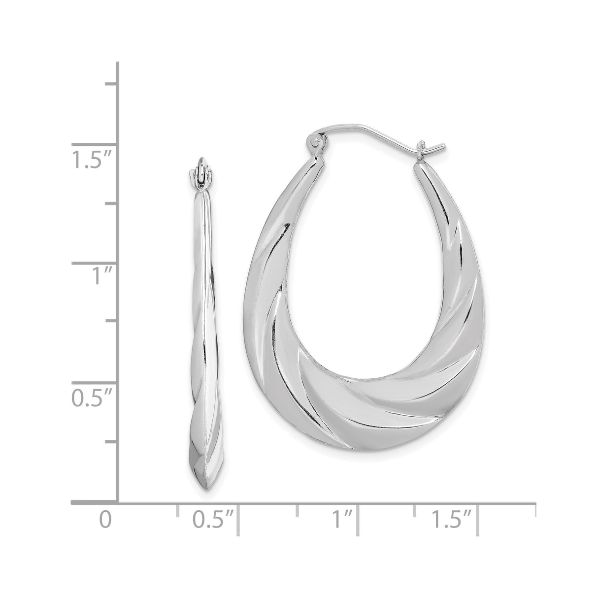 Sterling Silver Twisted Teardrop Hoop Earrings with Swirl Design, Polished Finish