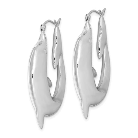 Sterling Silver Dolphin Hoop Earrings with Nautical Marine Animal Design