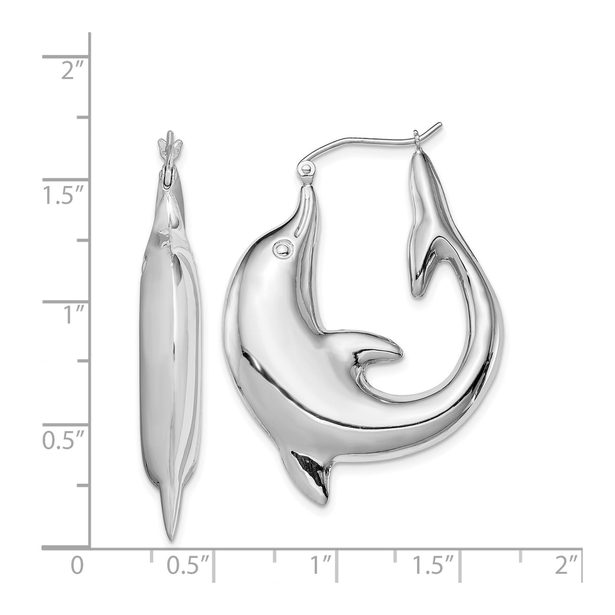 Sterling Silver Dolphin Hoop Earrings with Nautical Marine Animal Design
