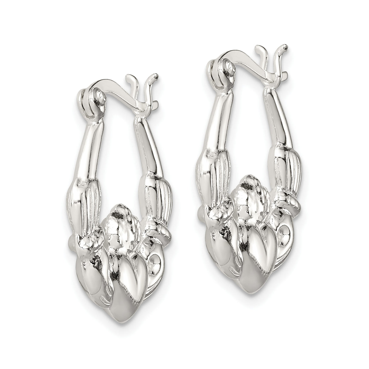 Sterling Silver Claddagh Hoop Earrings, Irish Heart Hands Crown Symbol, Celtic Jewelry for Women