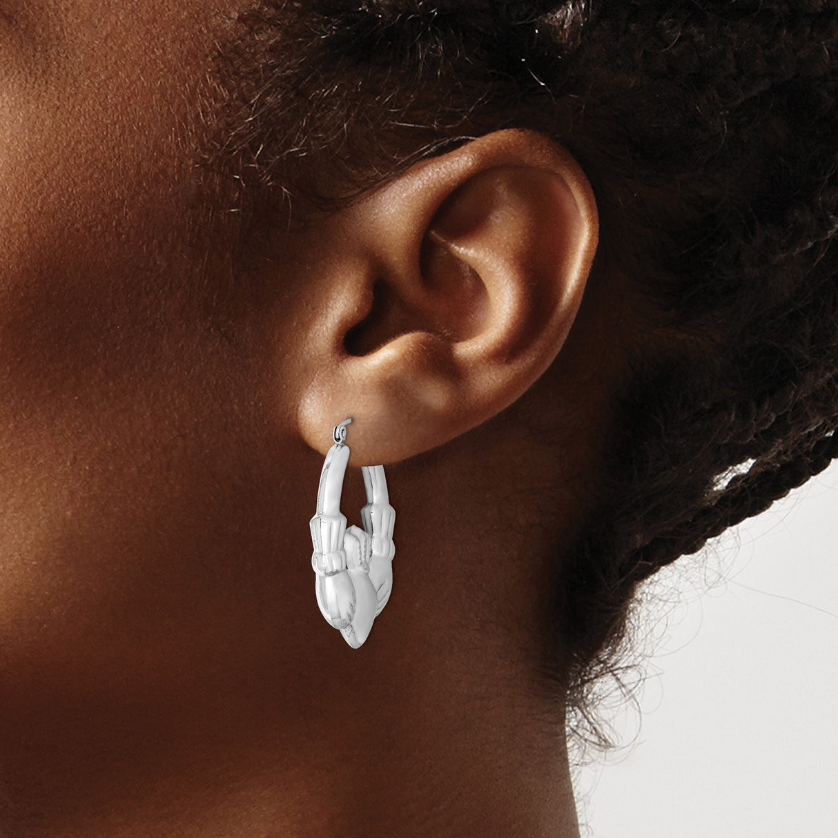 Sterling Silver Claddagh Hoop Earrings with Crowned Heart Celtic Design