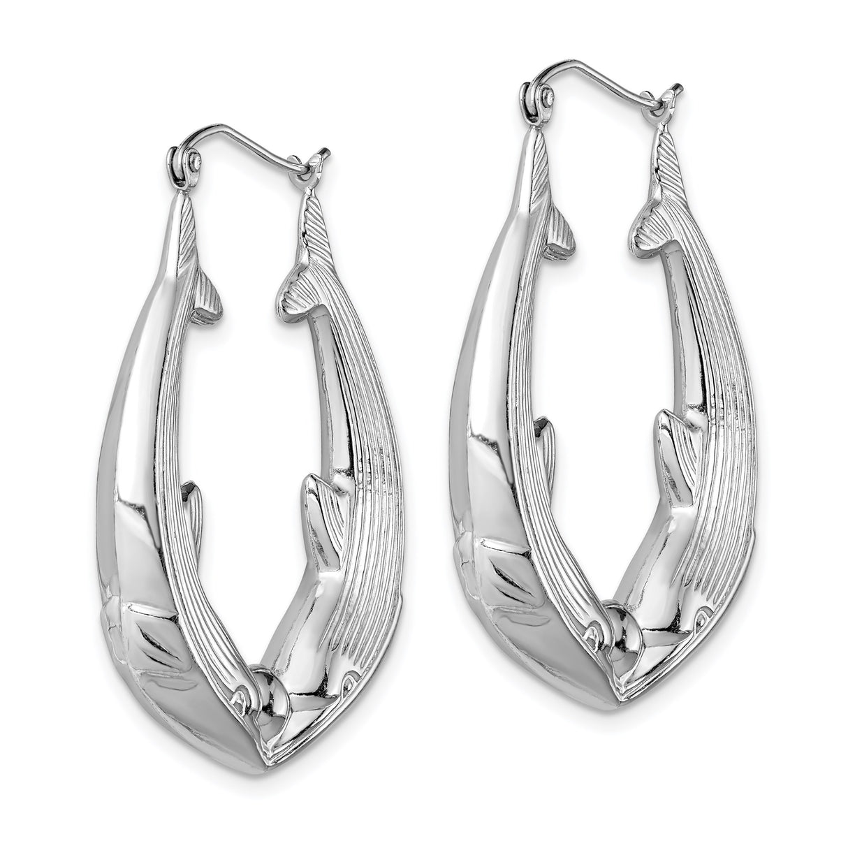 Sterling Silver Dolphin Hoop Earrings with Heart-Shaped Ocean-Inspired Design for Women
