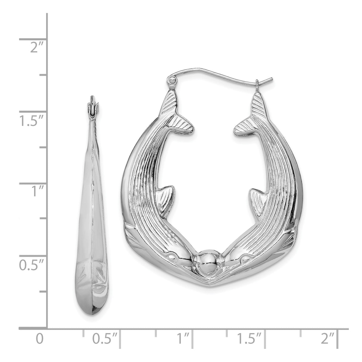 Sterling Silver Dolphin Hoop Earrings with Heart-Shaped Ocean-Inspired Design for Women