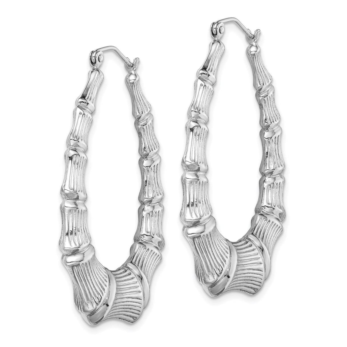 Sterling Silver Hoop Earrings, Large Bamboo-Inspired Textured Statement Design for Women