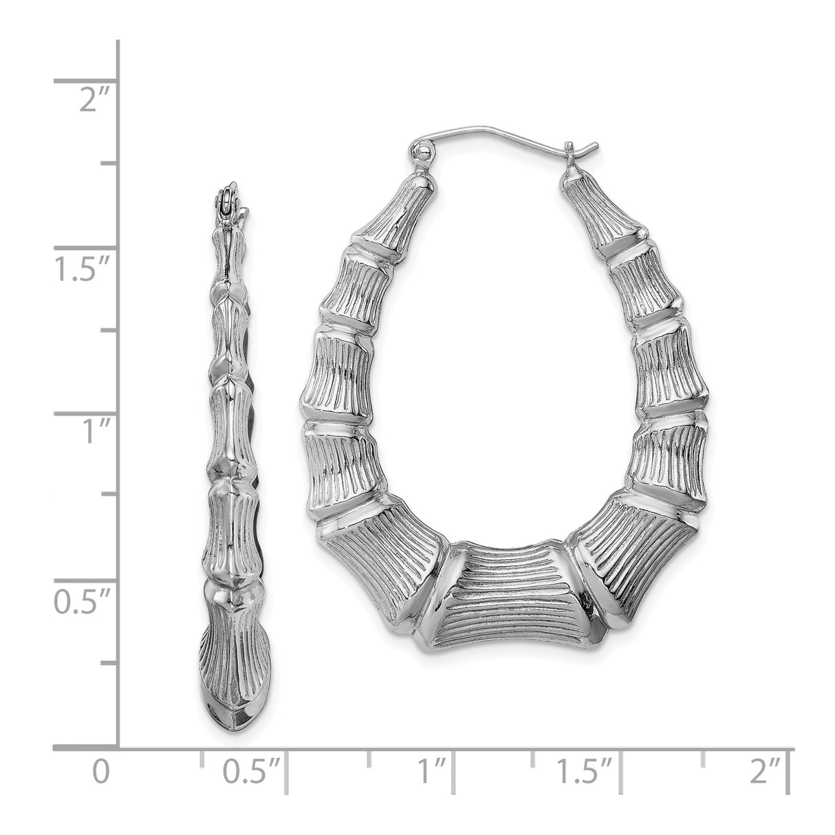 Sterling Silver Hoop Earrings, Large Bamboo-Inspired Textured Statement Design for Women