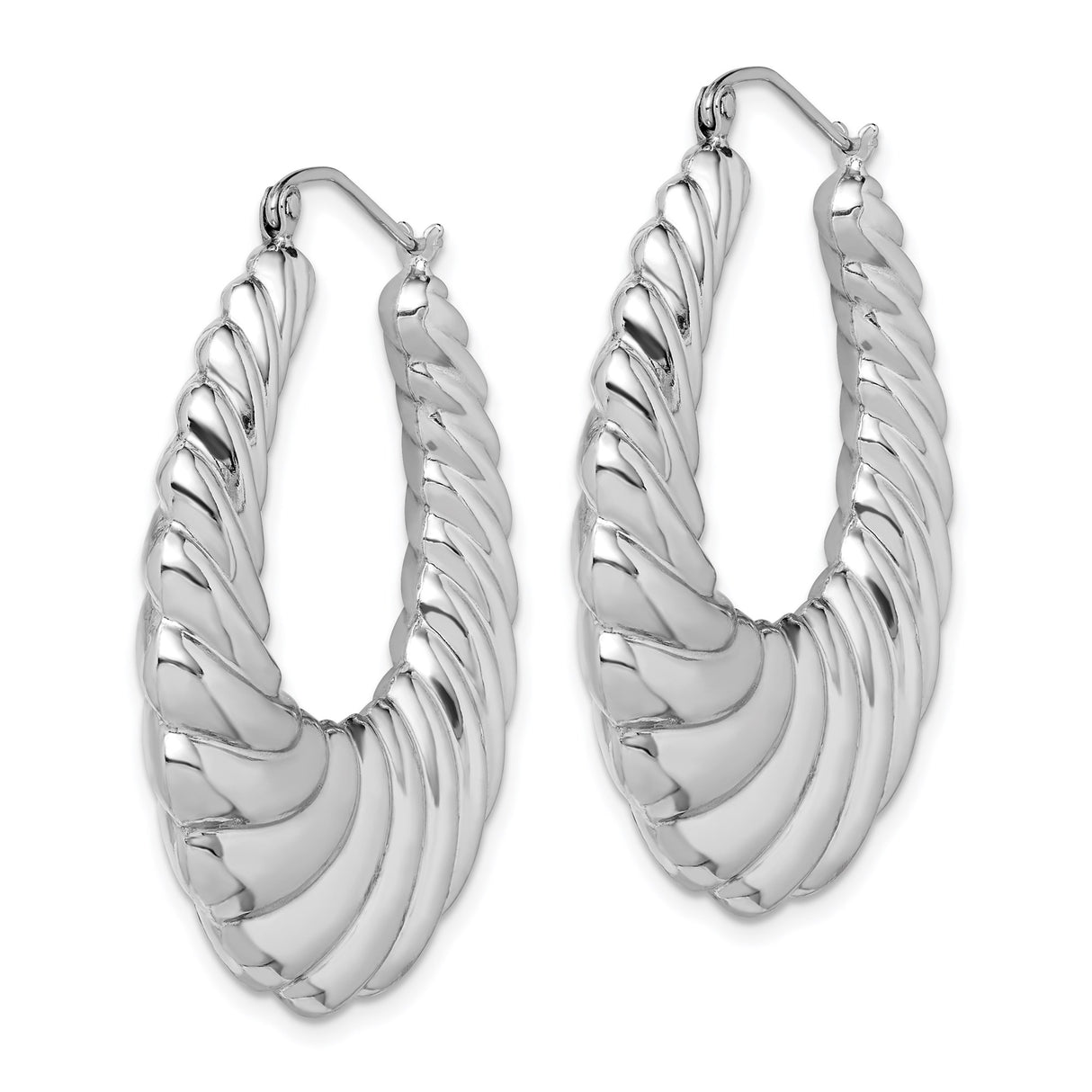 Sterling Silver Twisted Hoop Earrings with Bold Ribbed Design and High-Polish Finish