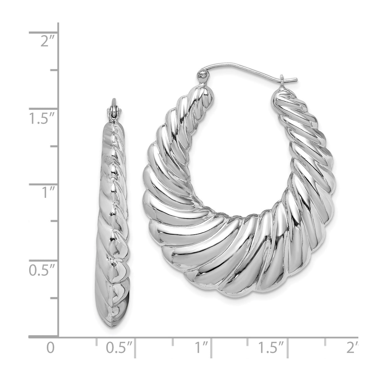 Sterling Silver Twisted Hoop Earrings with Bold Ribbed Design and High-Polish Finish