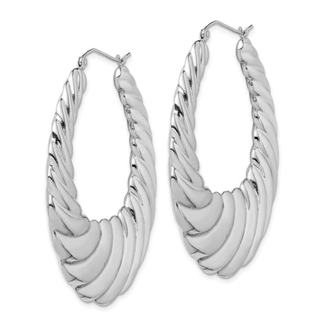 Sterling Silver Hoop Earrings with Twisted Ribbed Texture, Bold Polished Finish, Contemporary Style