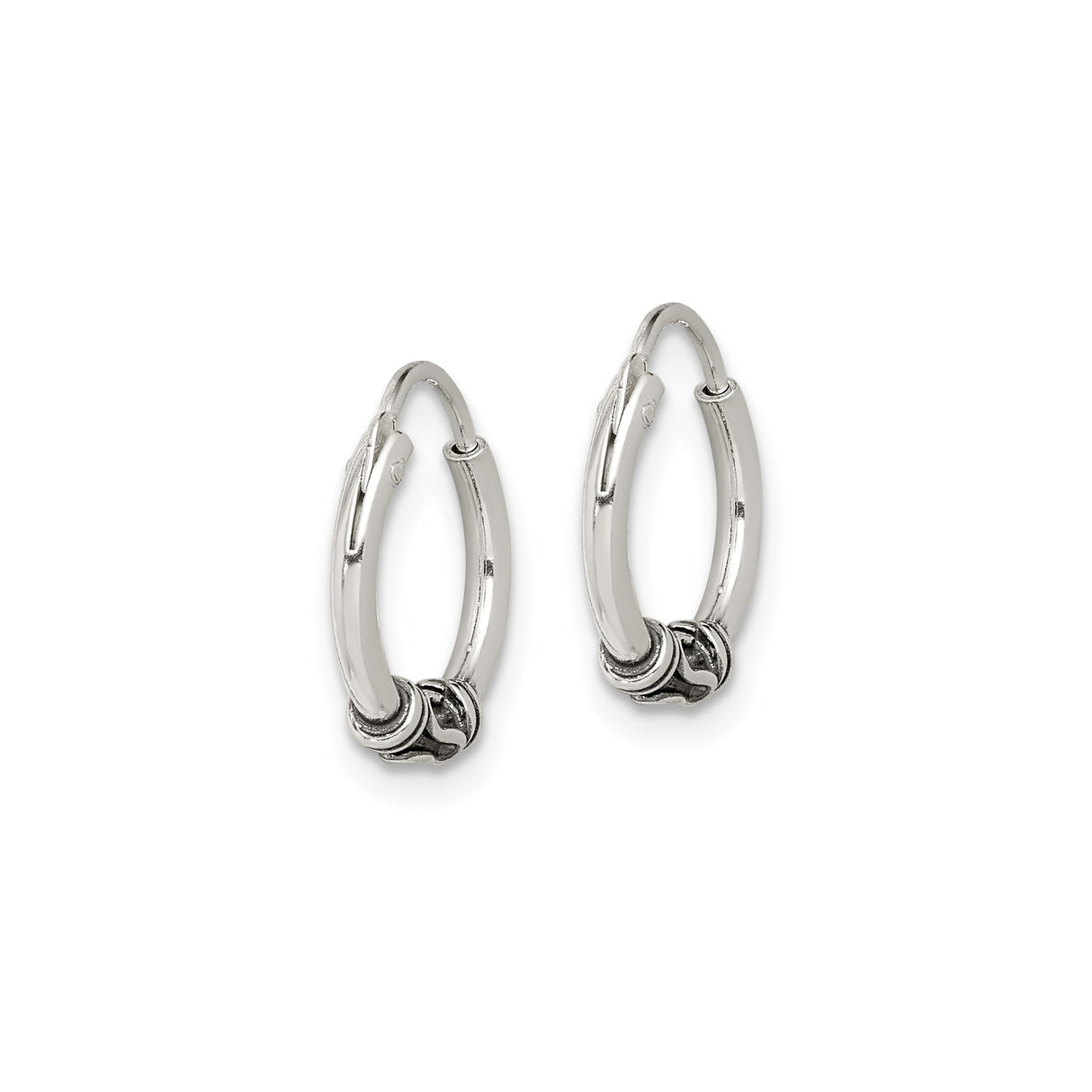 Sterling Silver Hoop Earrings with Twisted Wire Design, Handcrafted Bali Style