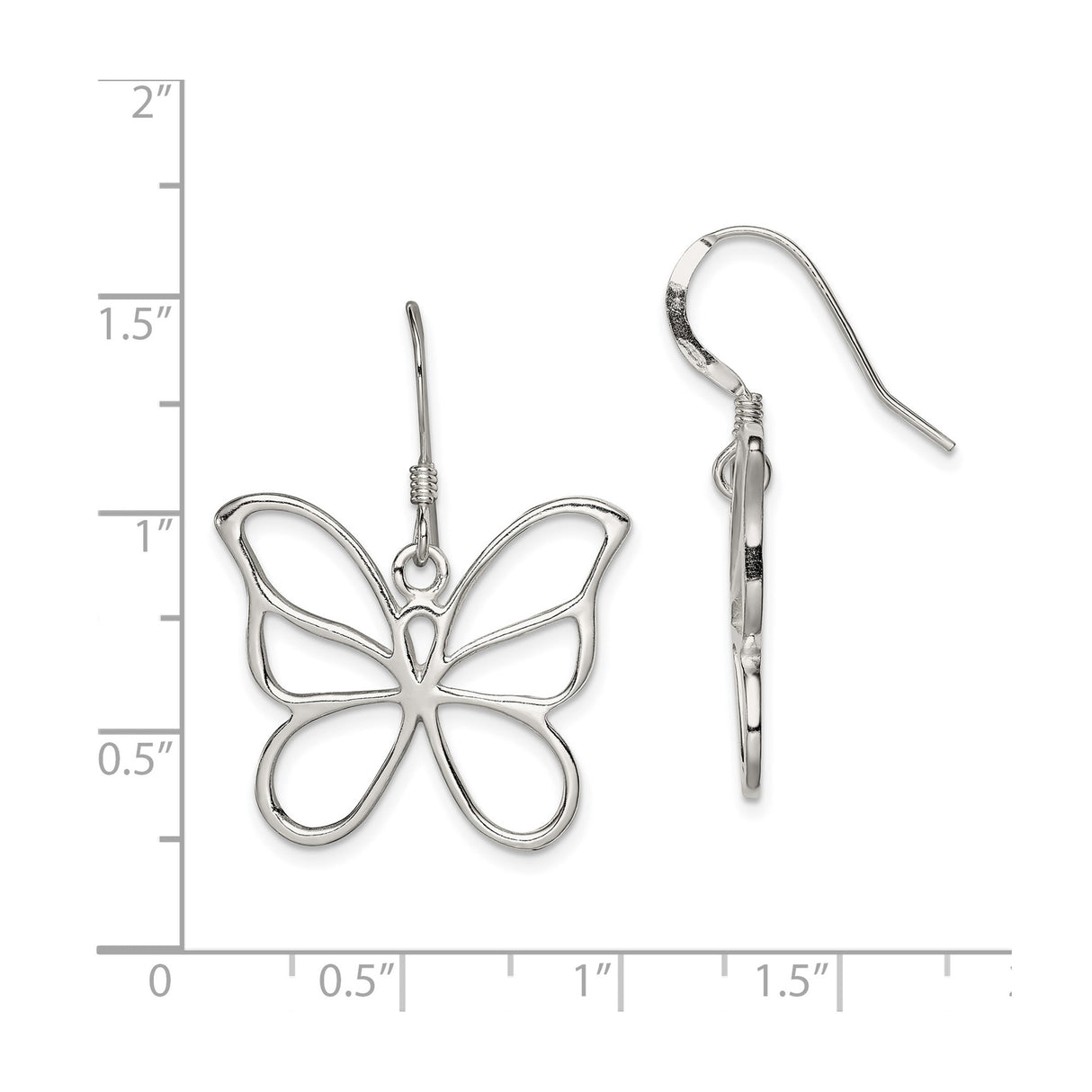 Sterling Silver Butterfly Dangle Earrings with Openwork Design, Lightweight Boho Style