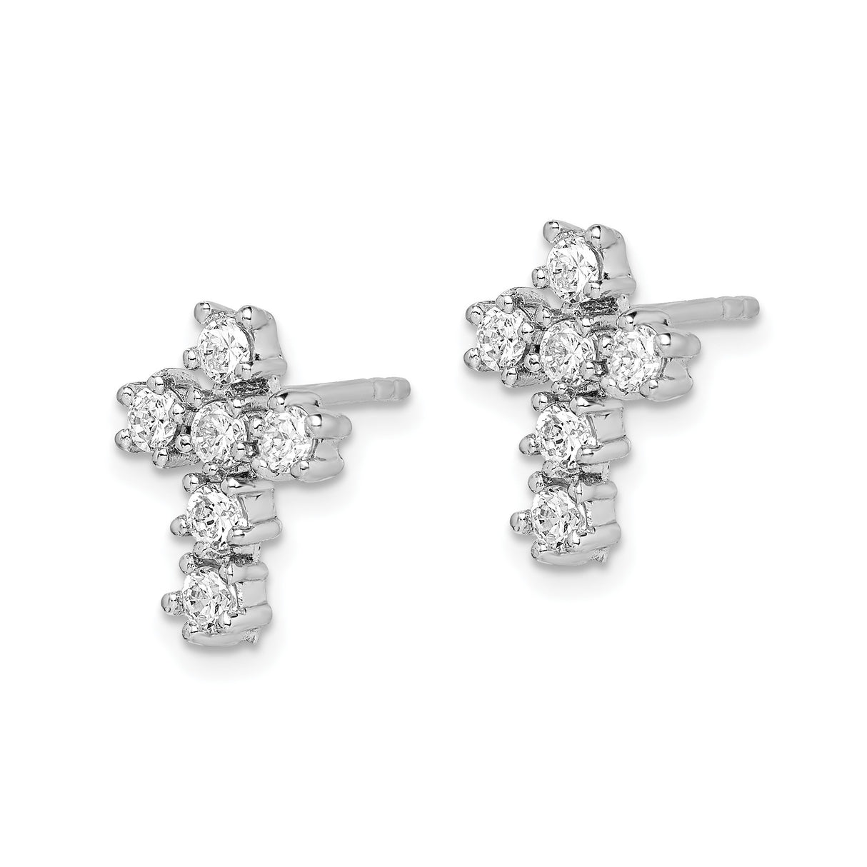 Sterling Silver Cross Stud Earrings with Cubic Zirconia, Dainty Minimalist Religious Jewelry