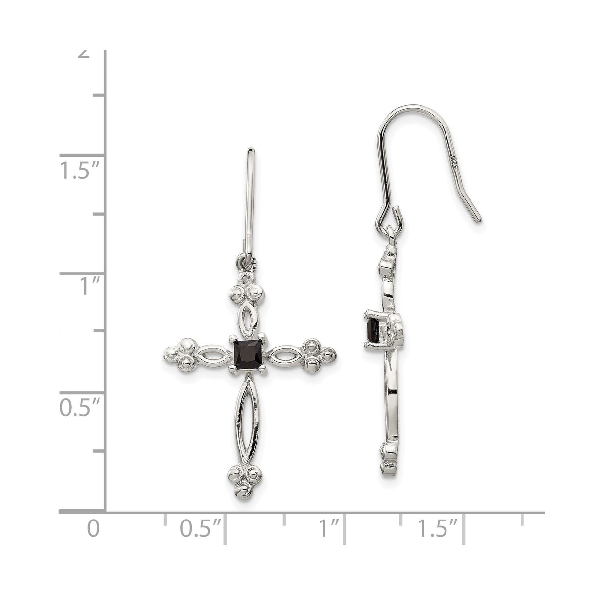 Sterling Silver Cross Pendant with Cubic Zirconia and Diamond Accents, Ornate Religious Design