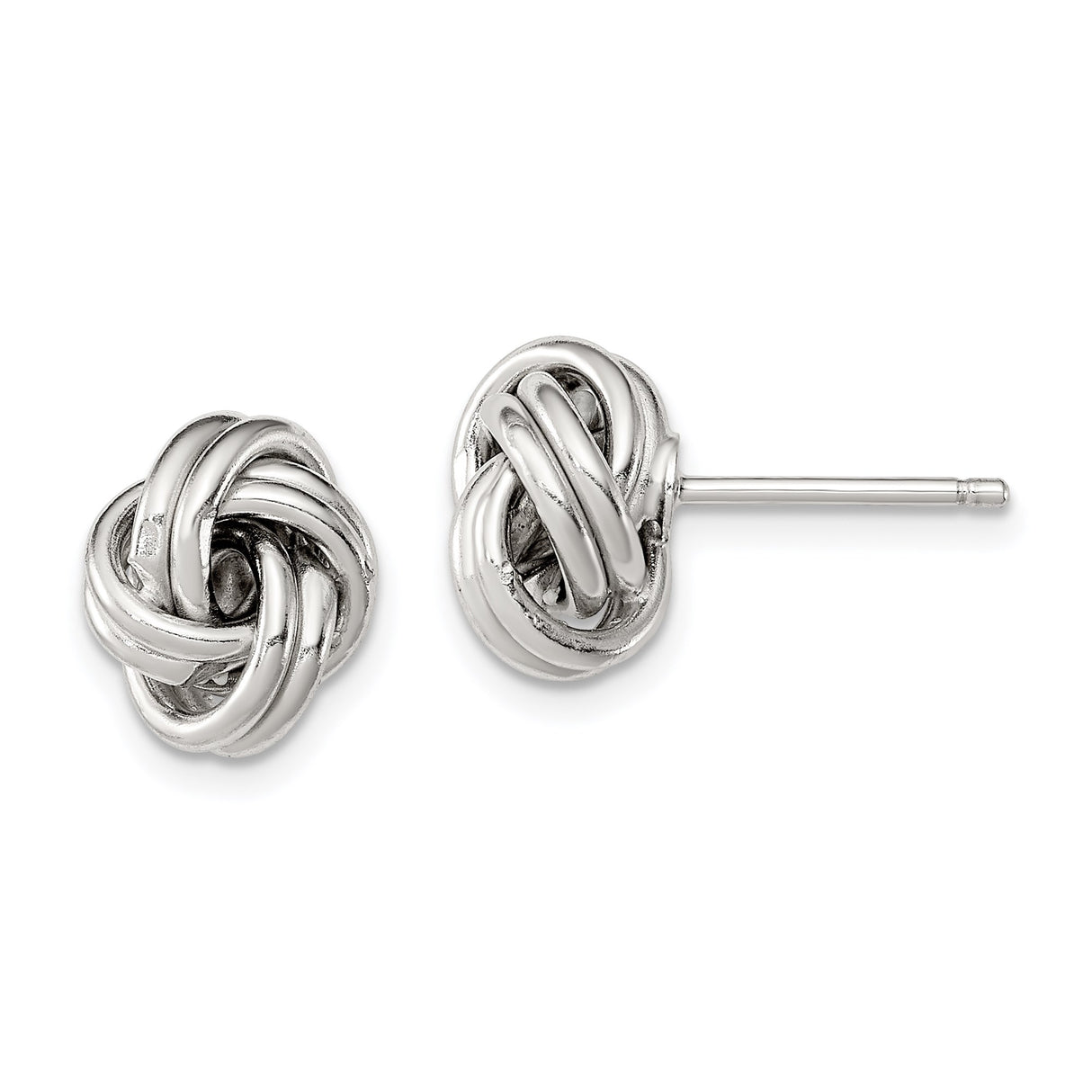 Sterling Silver Love Knot Stud Earrings with Polished Intertwined Design for Women
