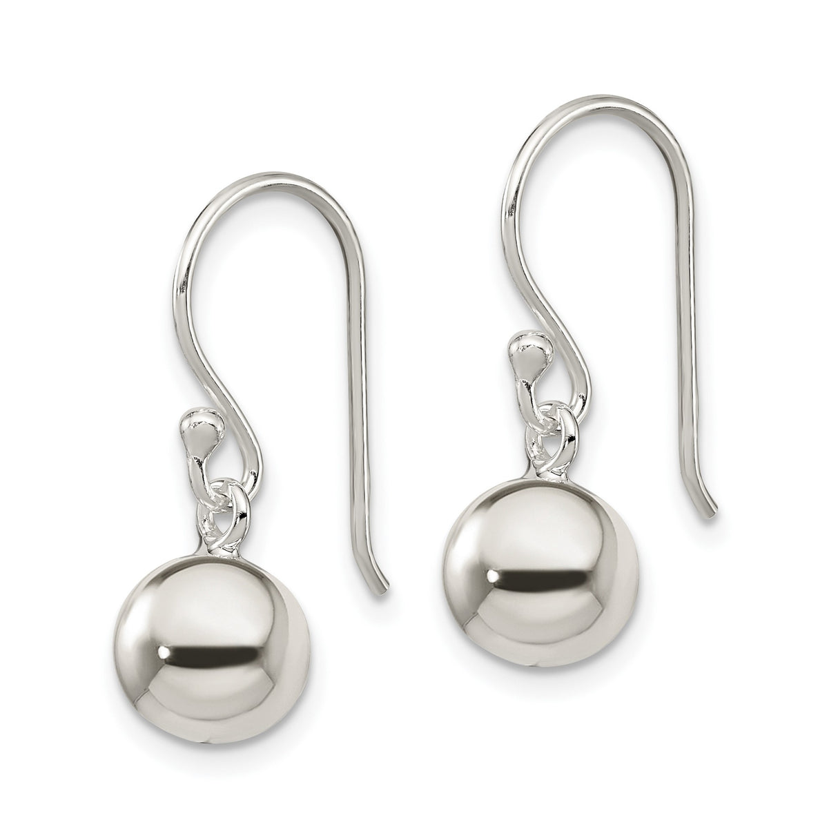 Sterling Silver Dangle Ball Earrings, Minimalist Hook Design, Lightweight Modern Style