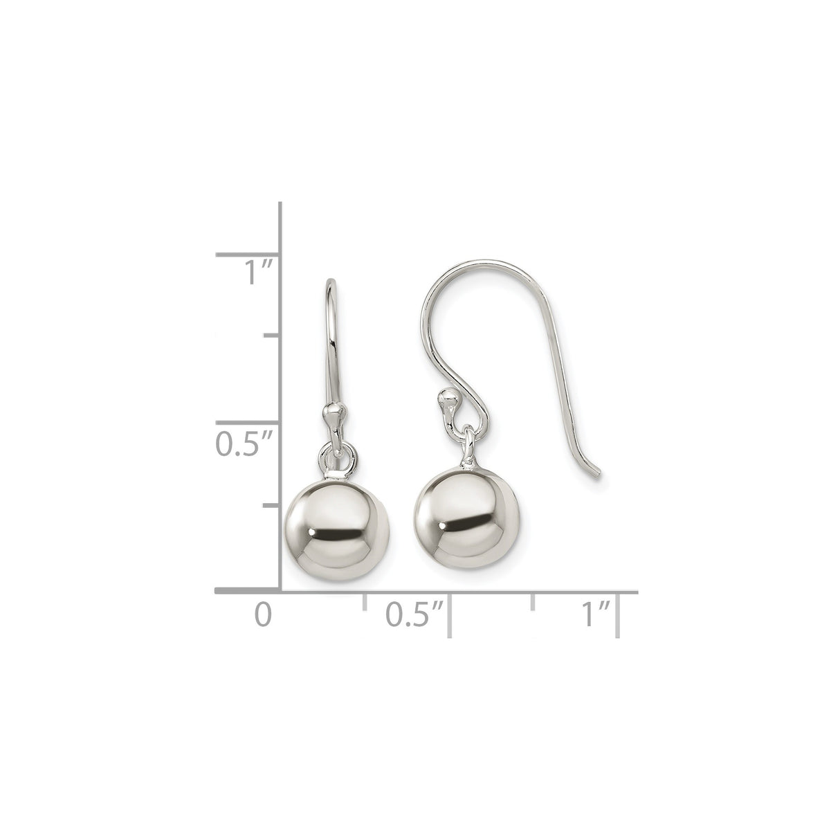 Sterling Silver Dangle Ball Earrings, Minimalist Hook Design, Lightweight Modern Style