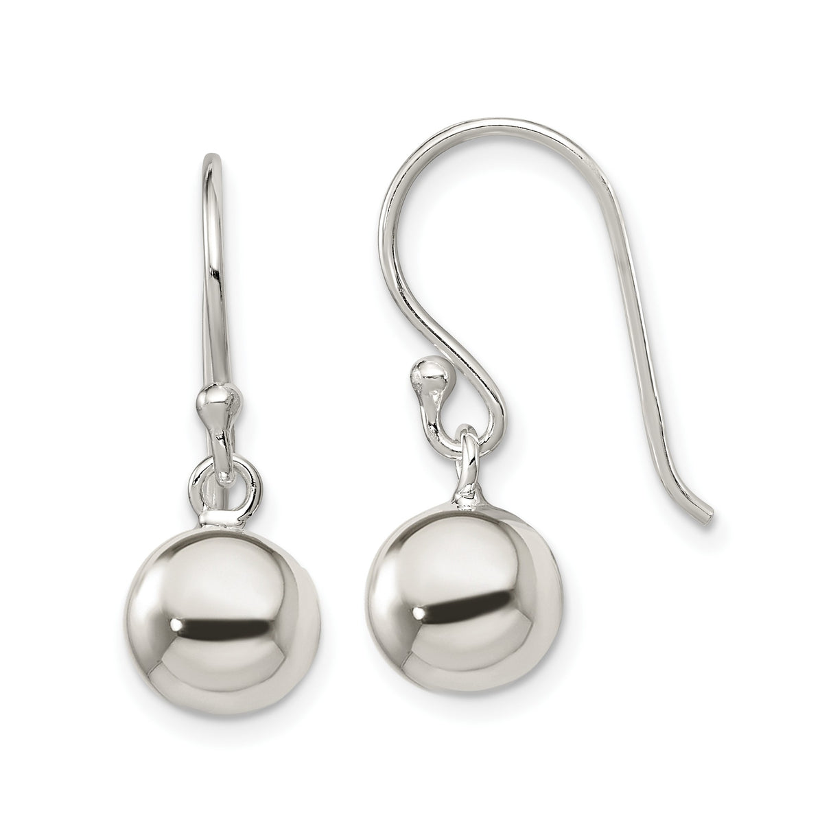 Sterling Silver Dangle Ball Earrings, Minimalist Hook Design, Lightweight Modern Style