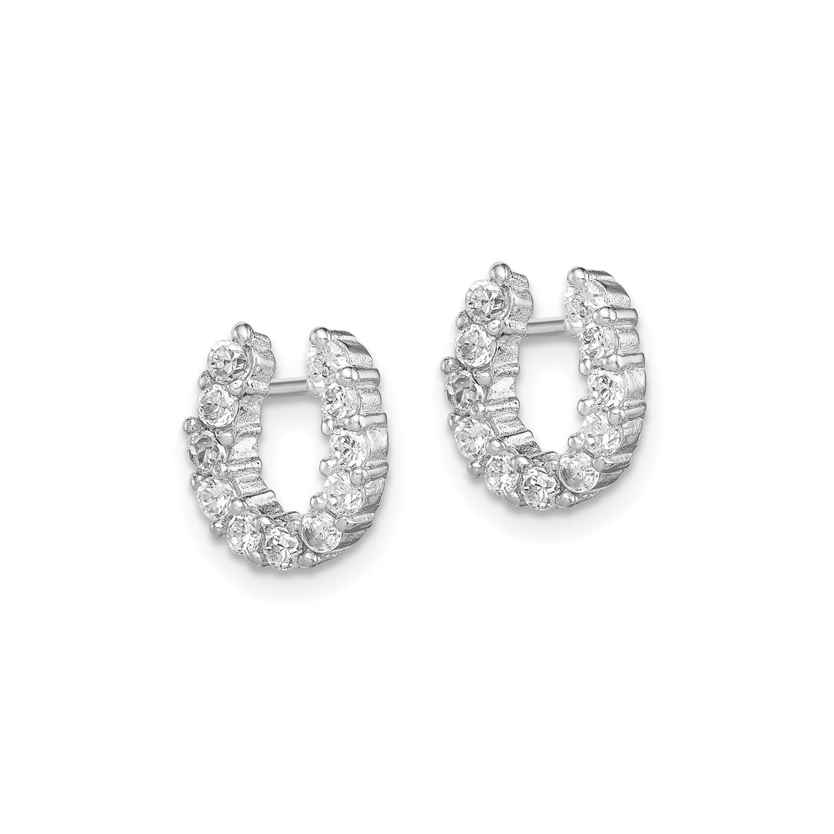 Sterling Silver Horseshoe Stud Earrings with Cubic Zirconia, Western Style for Women