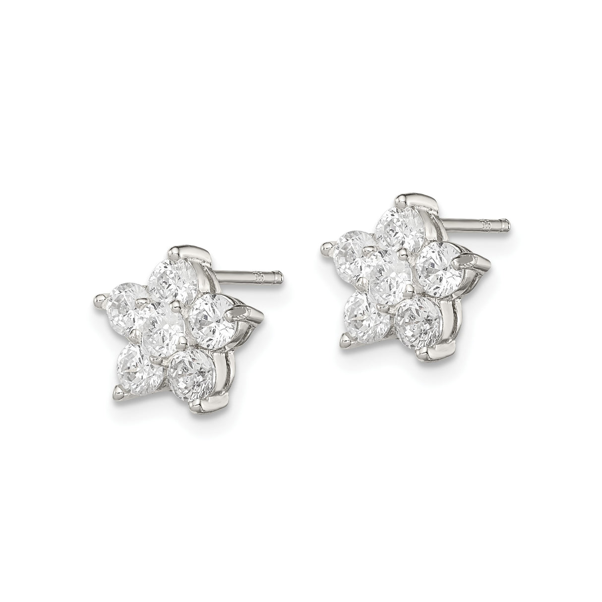 Sterling Silver Flower Stud Earrings with Cubic Zirconia, Delicate Floral Design