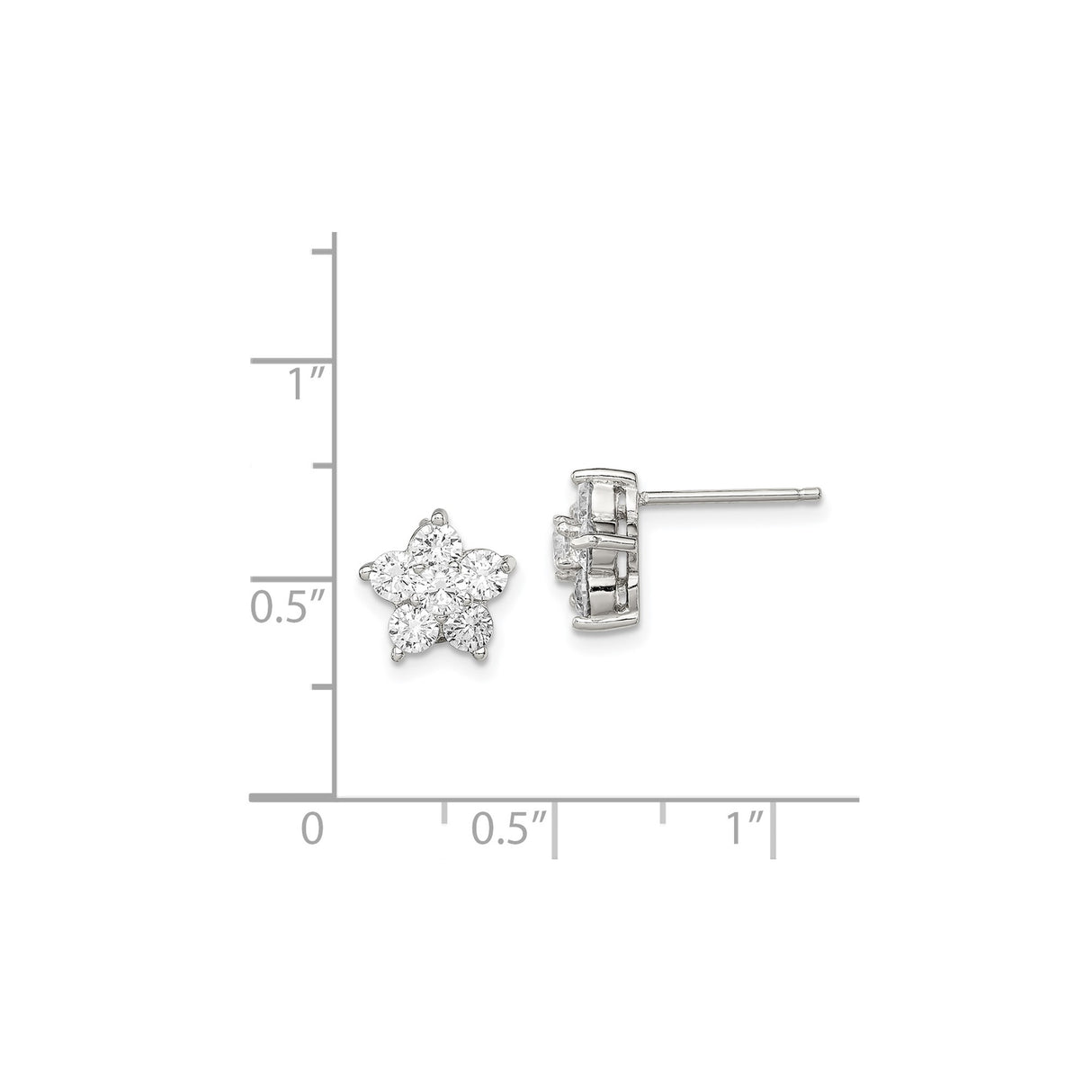Sterling Silver Flower Stud Earrings with Cubic Zirconia, Delicate Floral Design