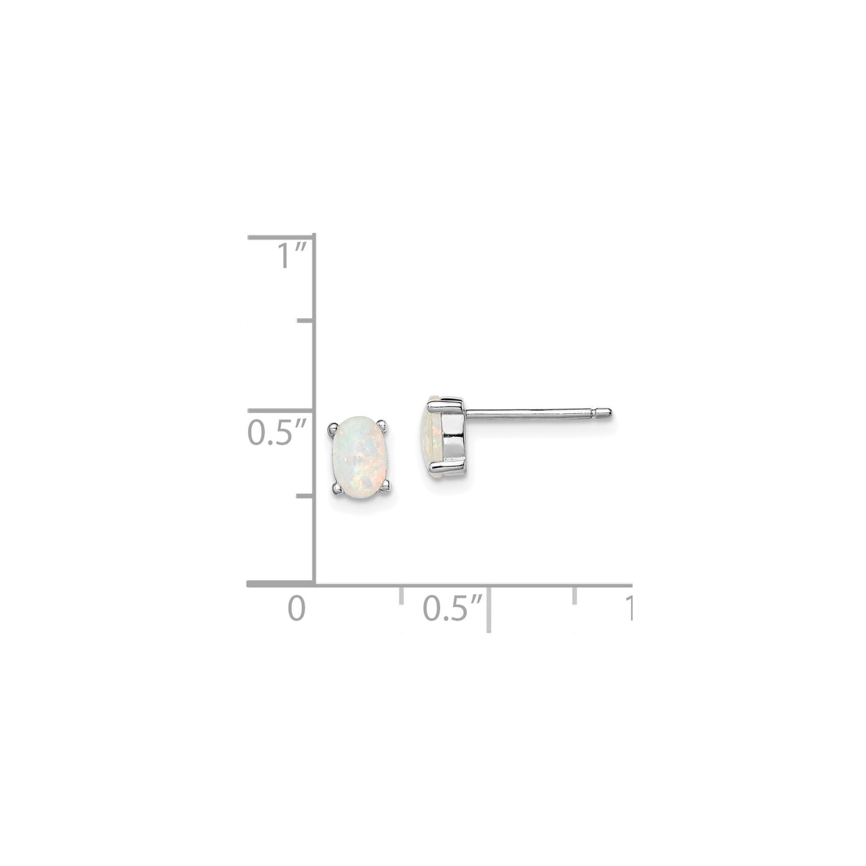 Sterling Silver Stud Earrings with Oval Cut Created Opals, Minimalist Style for Women