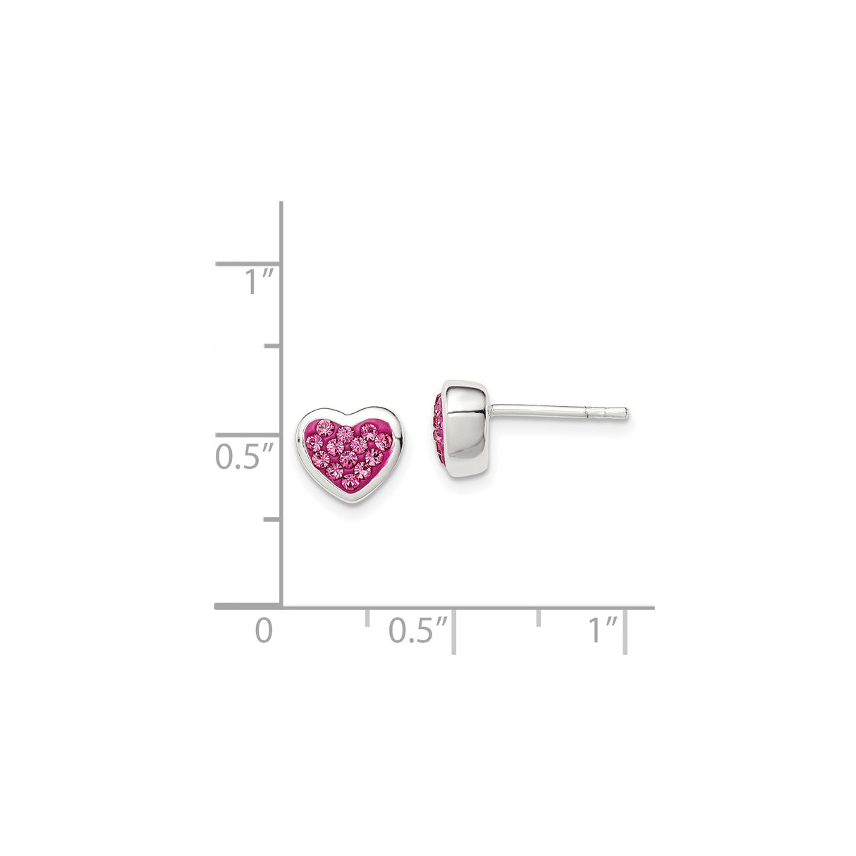 Sterling Silver Heart Stud Earrings with Pink Cubic Zirconia, Romantic Dainty Style for Women and Teens