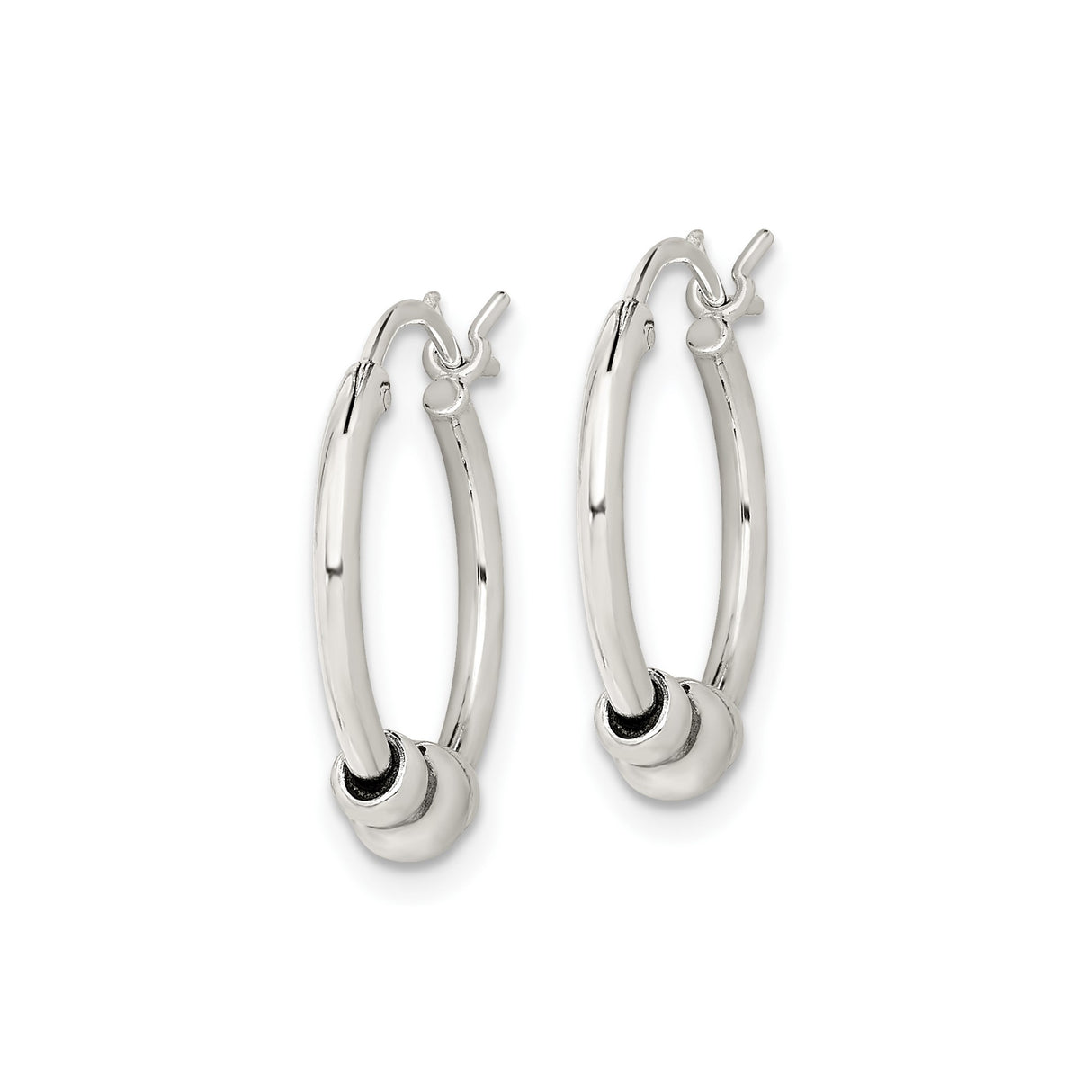 Sterling Silver Hoop Earrings with Beaded Accents, Lightweight Bali Style, Boho Tribal Design