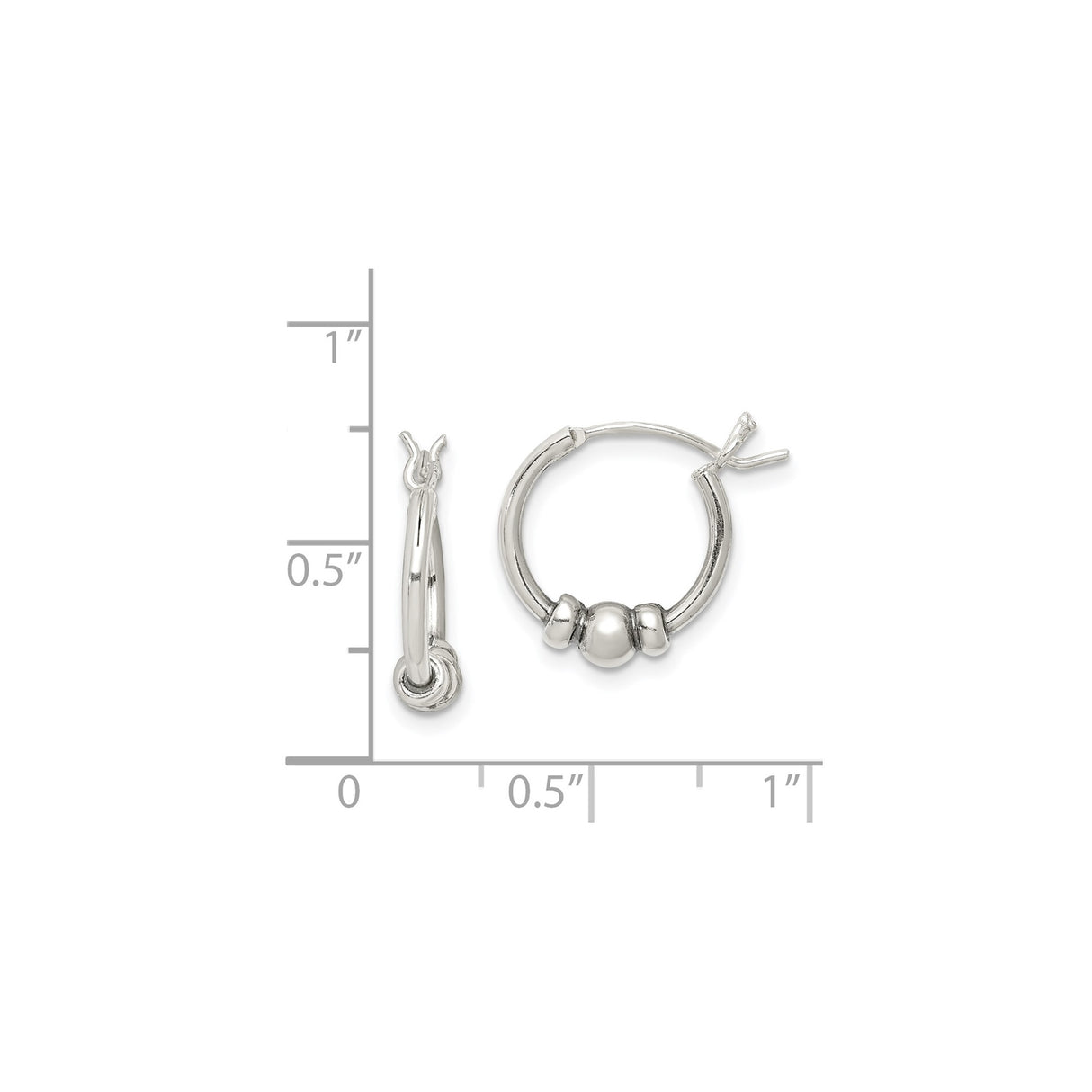 Sterling Silver Beaded Hoop Earrings with Smooth Finish, Lightweight Minimalist Design
