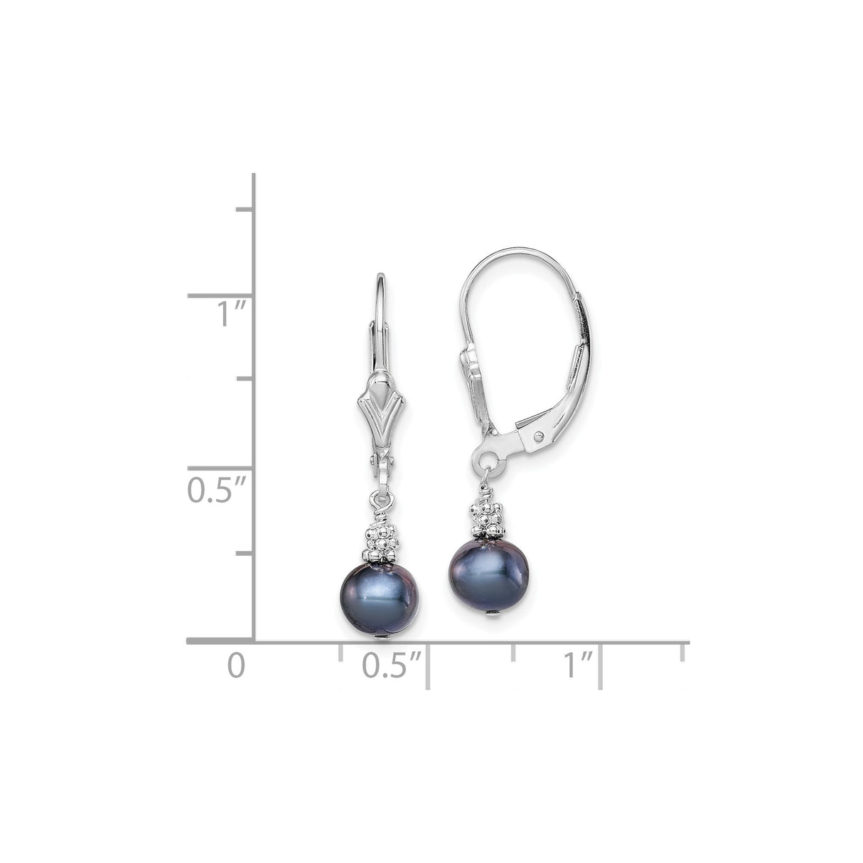 Sterling Silver Dangle Earrings with Black Freshwater Cultured Pearls and Beaded Accents