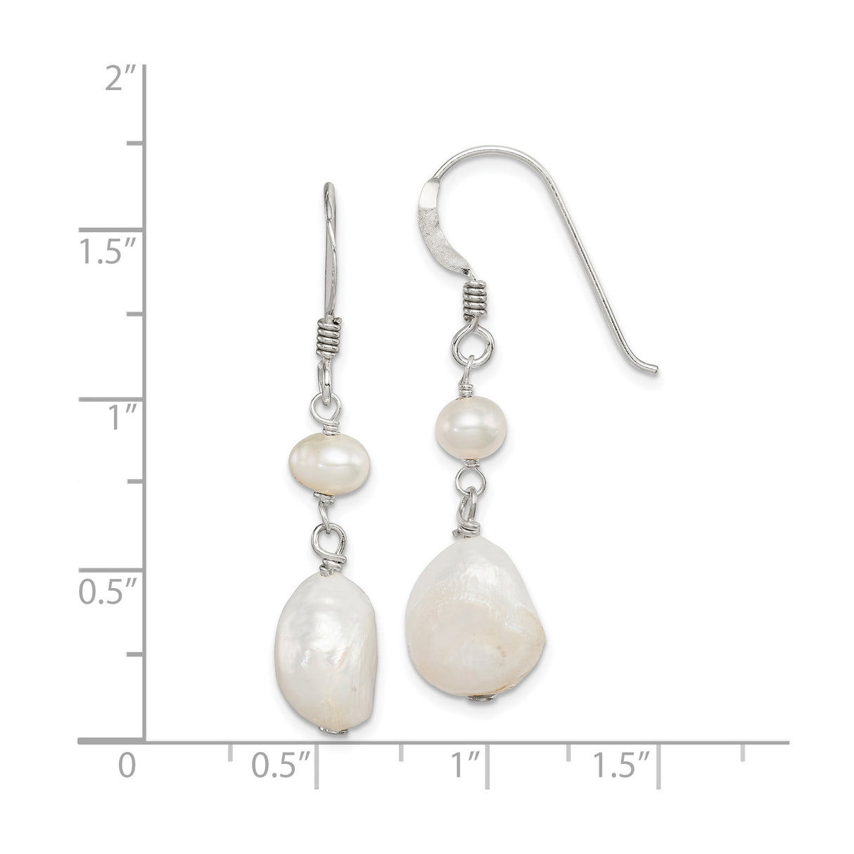 Sterling Silver Dangle Earrings with Baroque Freshwater Pearls, Boho Artisan Style