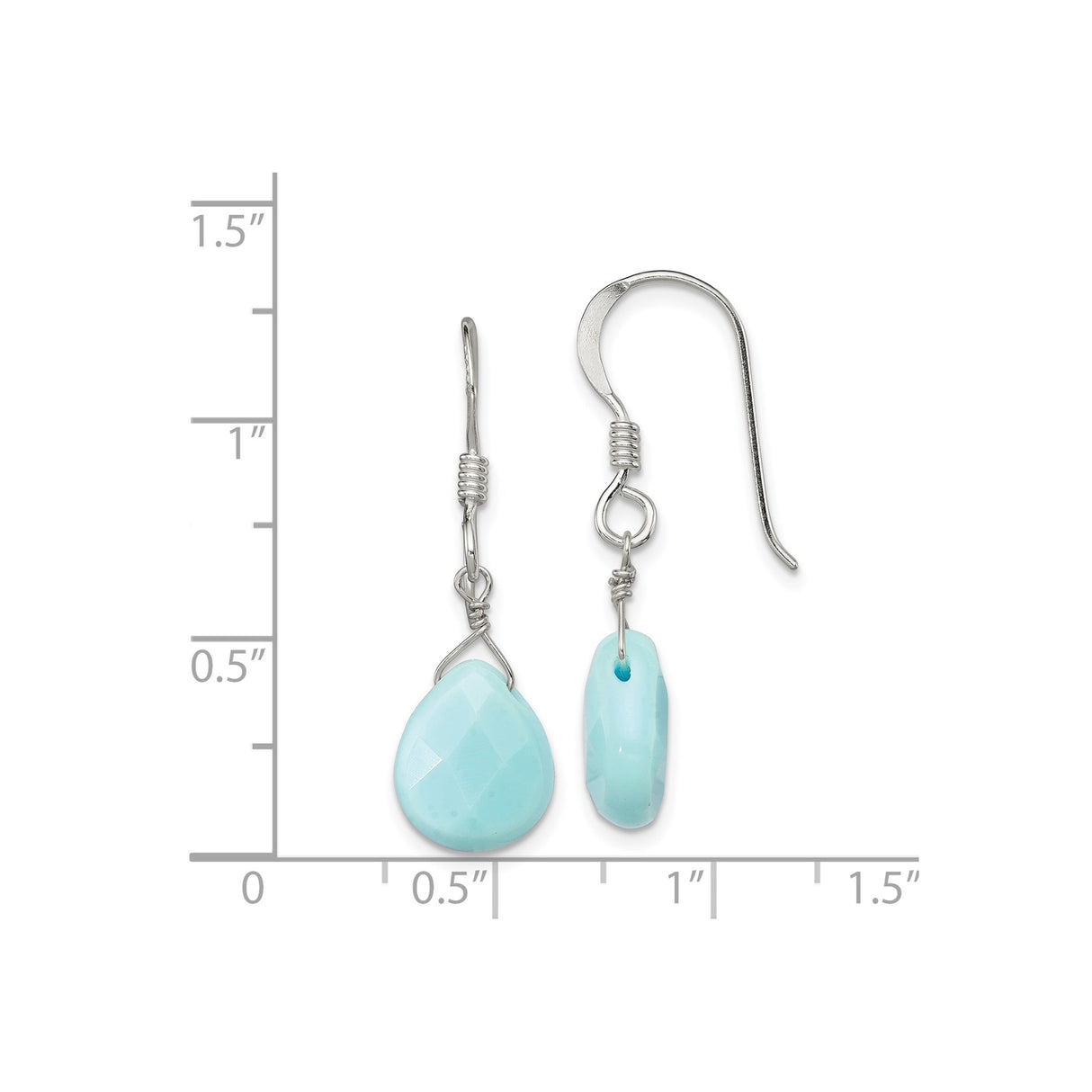 Sterling Silver Drop Earrings with Faceted Amazonite Teardrop, Wire Wrapped Boho Style