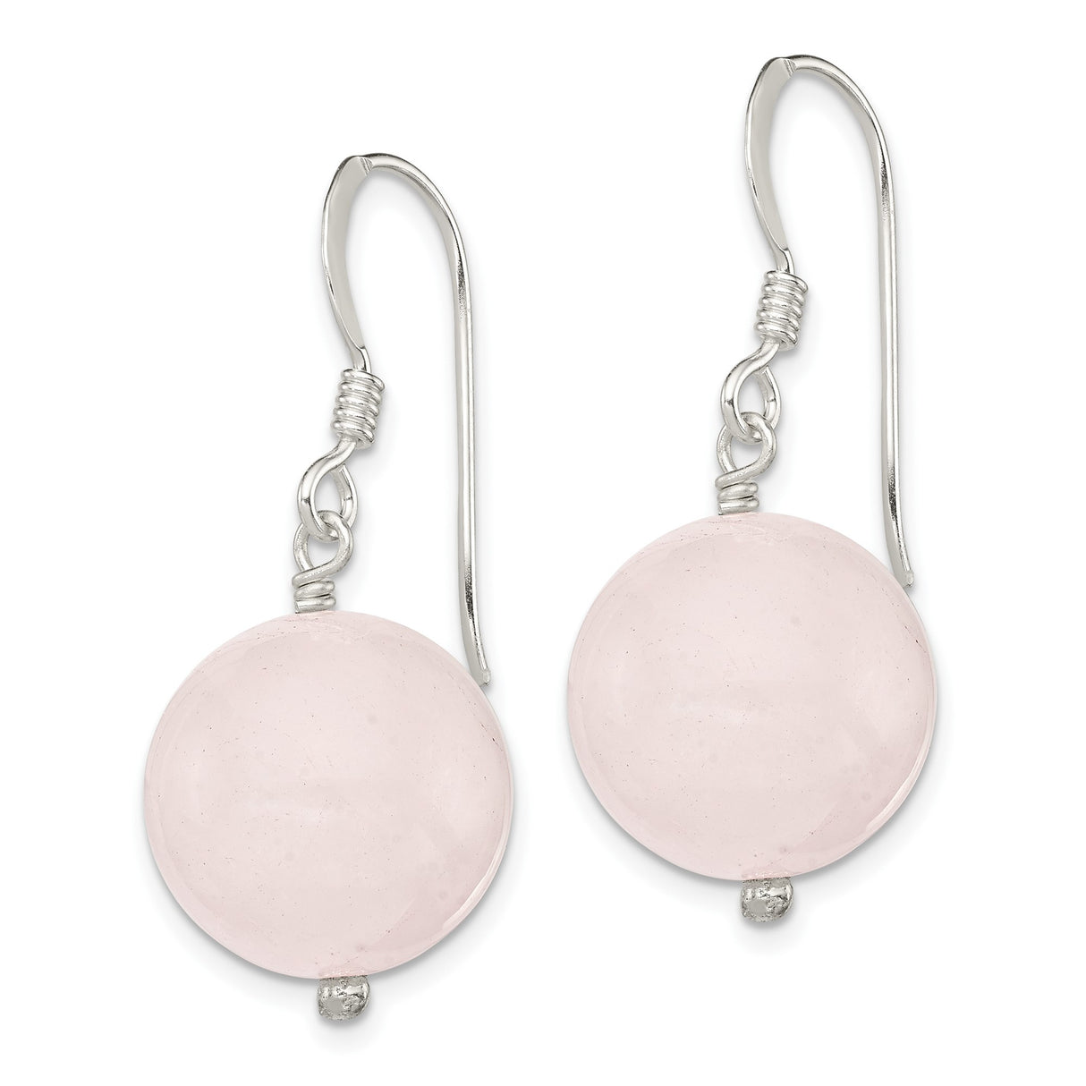 Sterling Silver Dangle Earrings with Rose Quartz, Minimalist Boho Crystal Design for Women